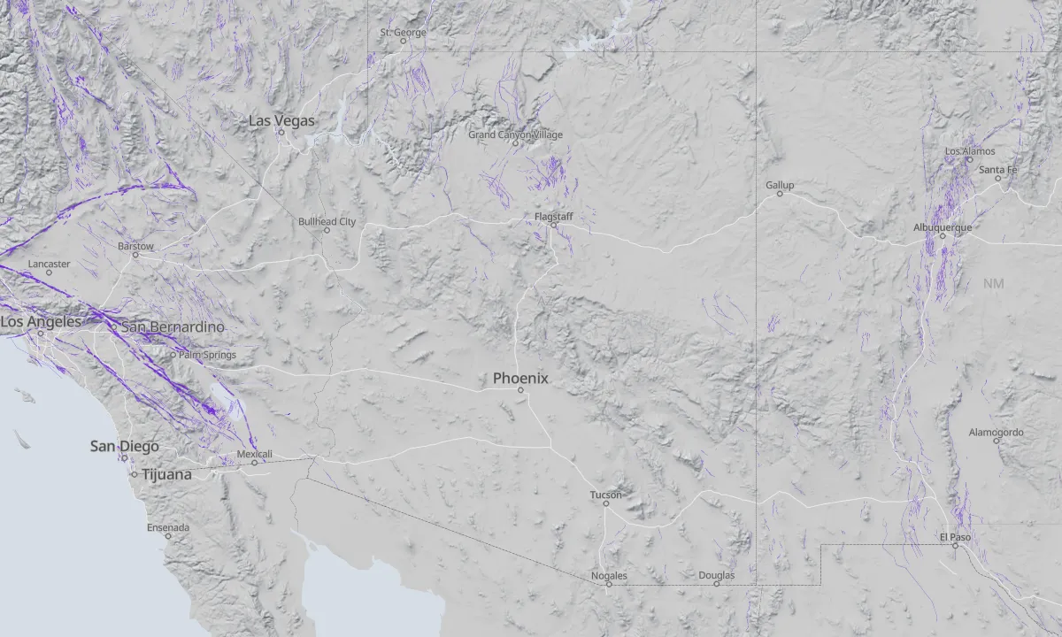 Shaded relief map of Arizona