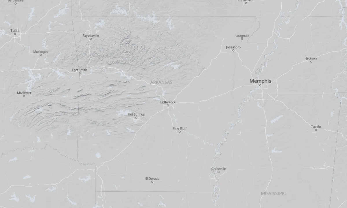 Shaded relief map of Arkansas