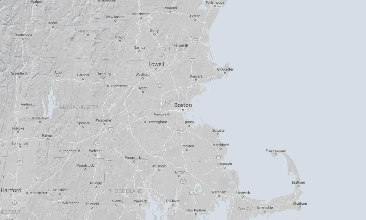 Shaded relief map of Boston