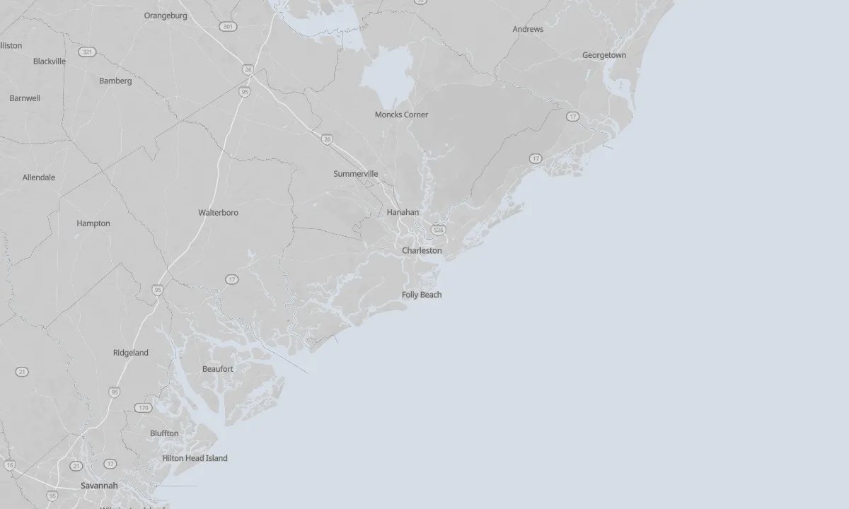 Shaded relief map of Charleston