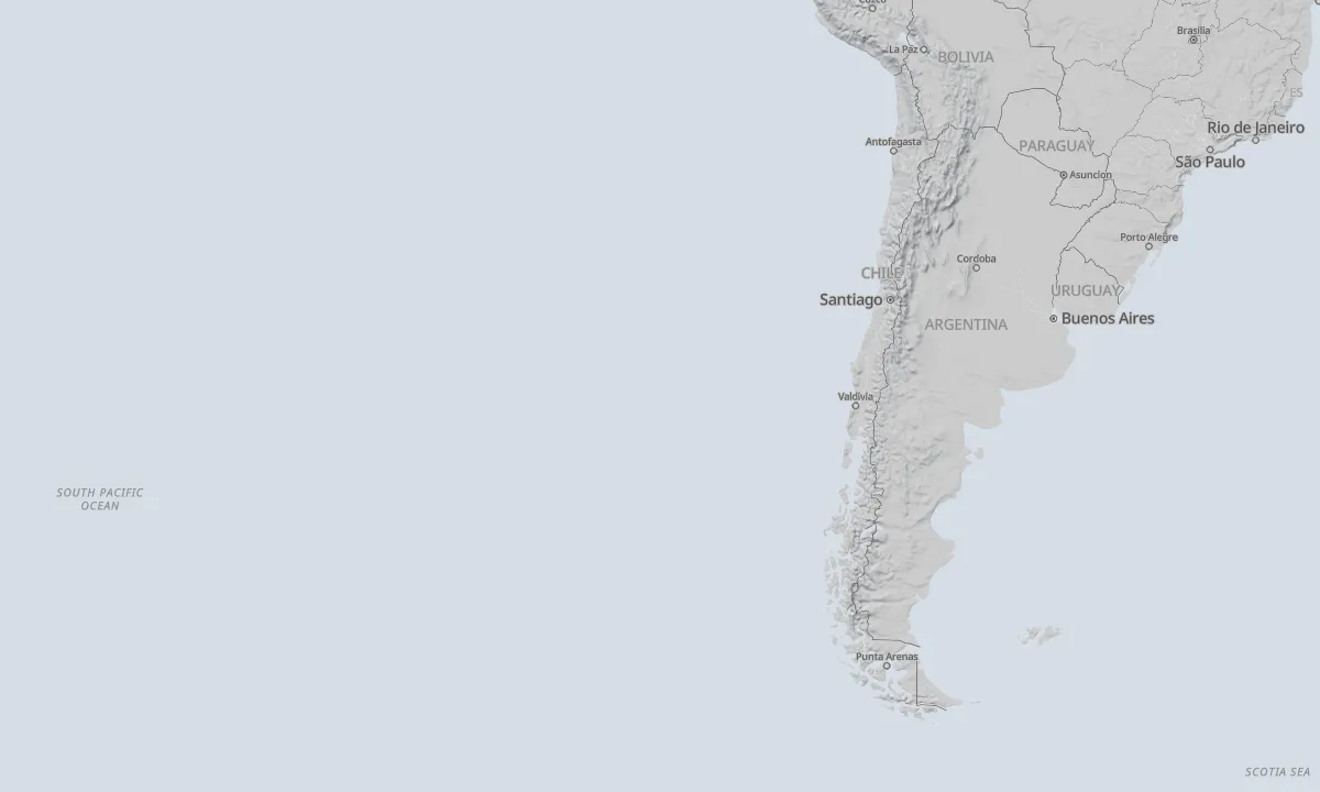 Shaded relief map of Chile
