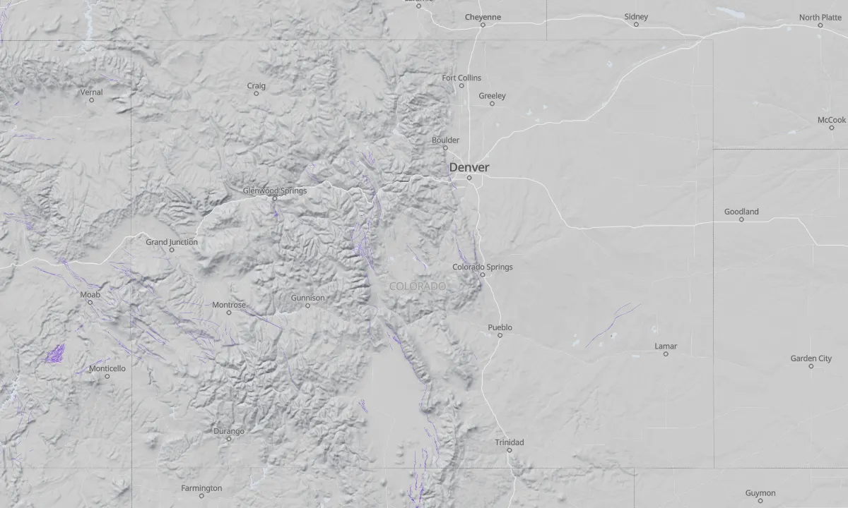 Shaded relief map of Colorado