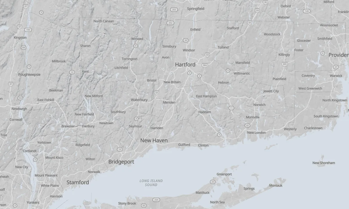 Shaded relief map of Connecticut