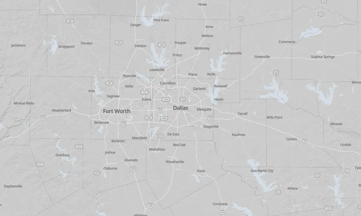 Shaded relief map of Dallas
