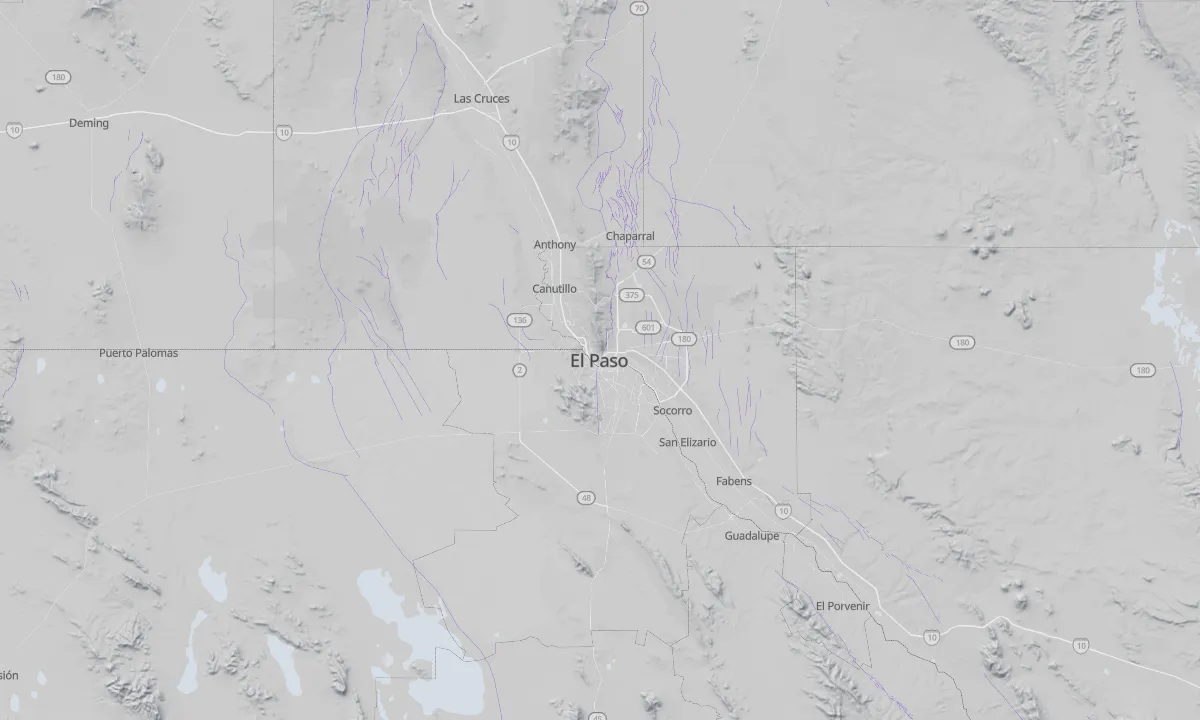 Shaded relief map of El Paso