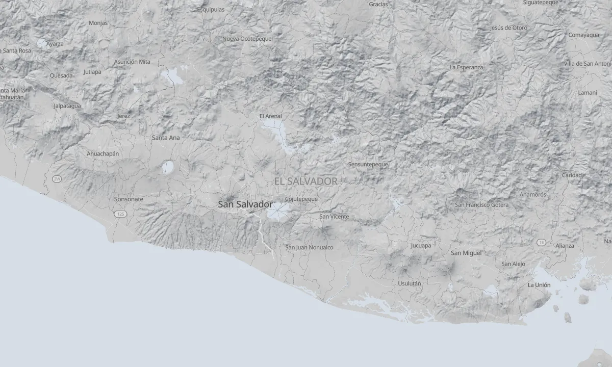 Shaded relief map of El Salvador