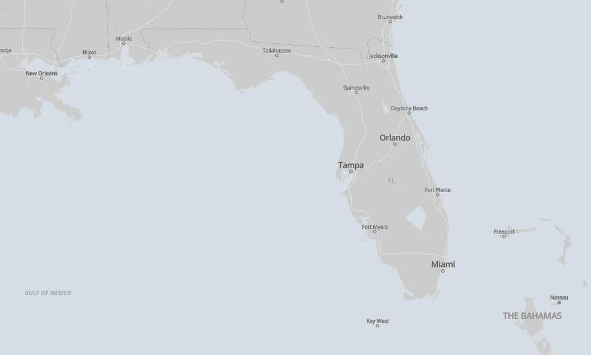 Shaded relief map of Florida