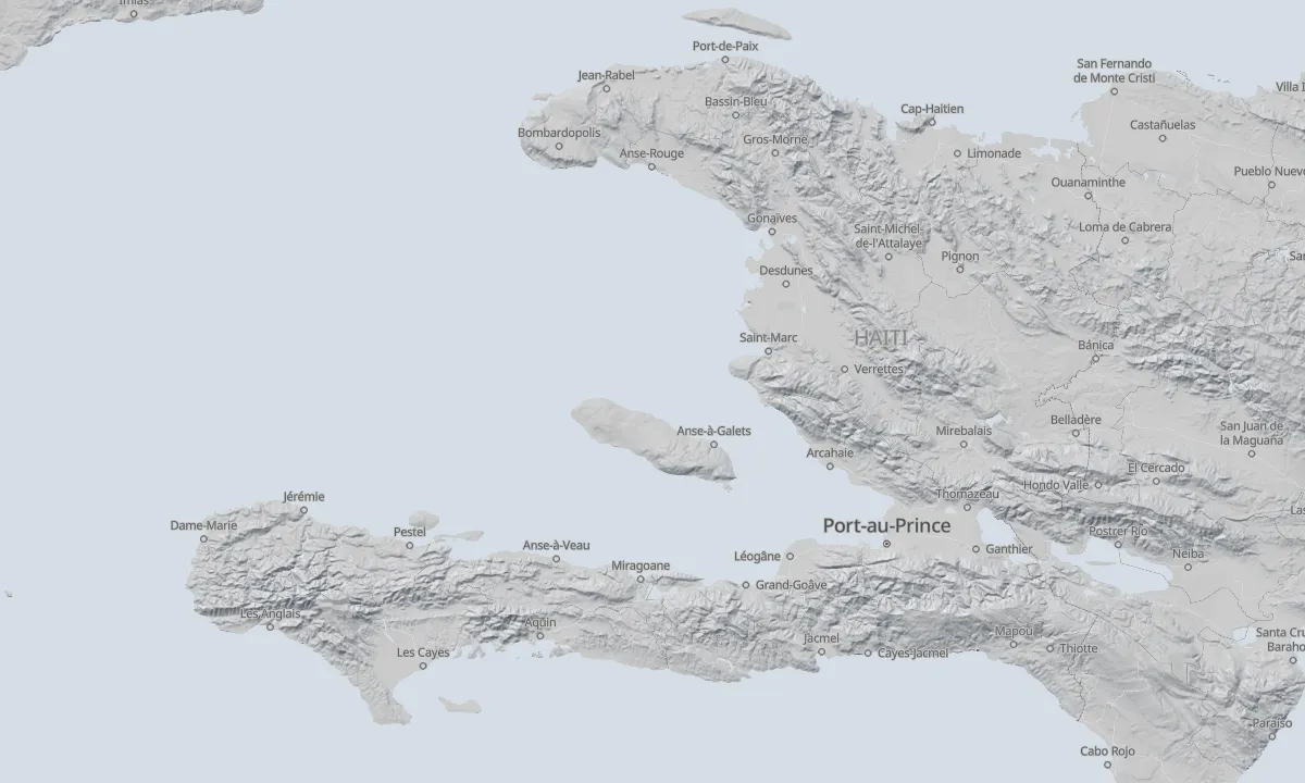 Shaded relief map of Haiti