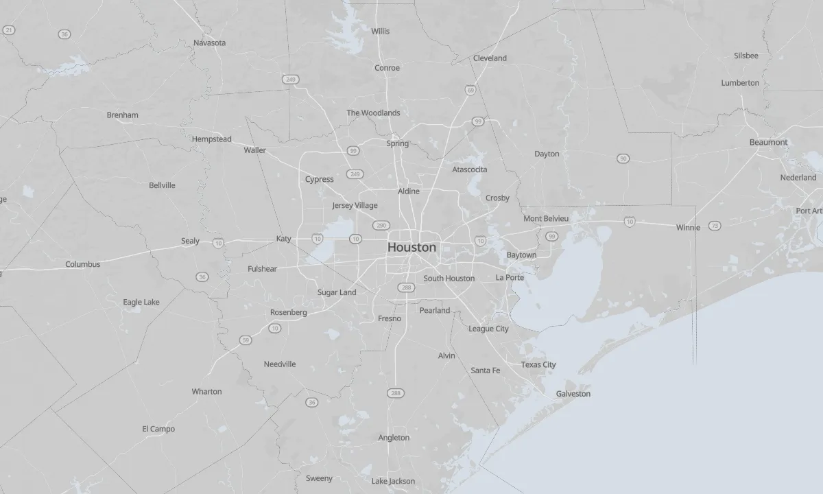 Shaded relief map of Houston
