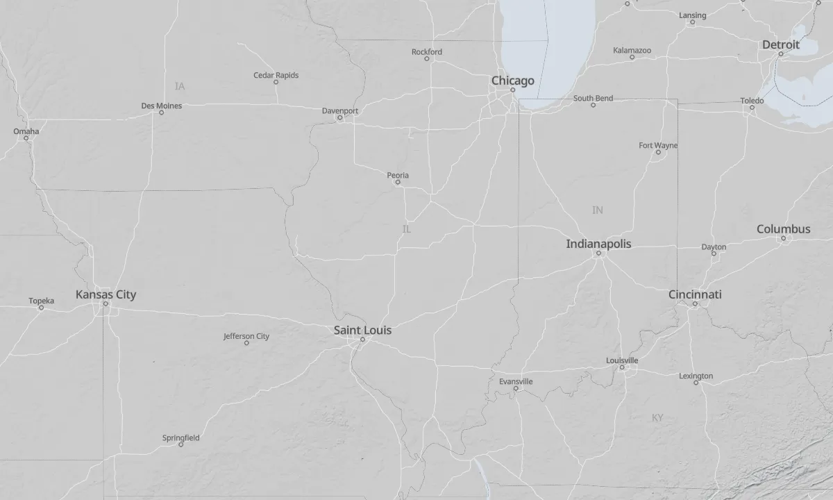 Shaded relief map of Illinois