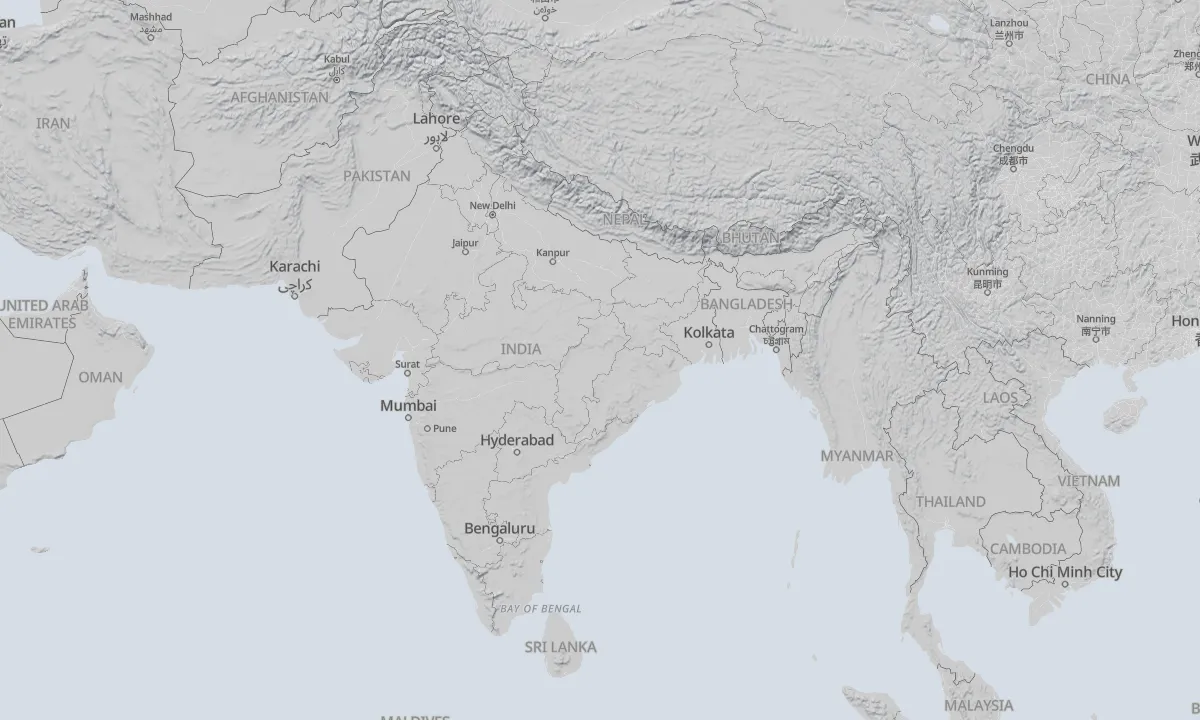 Shaded relief map of India