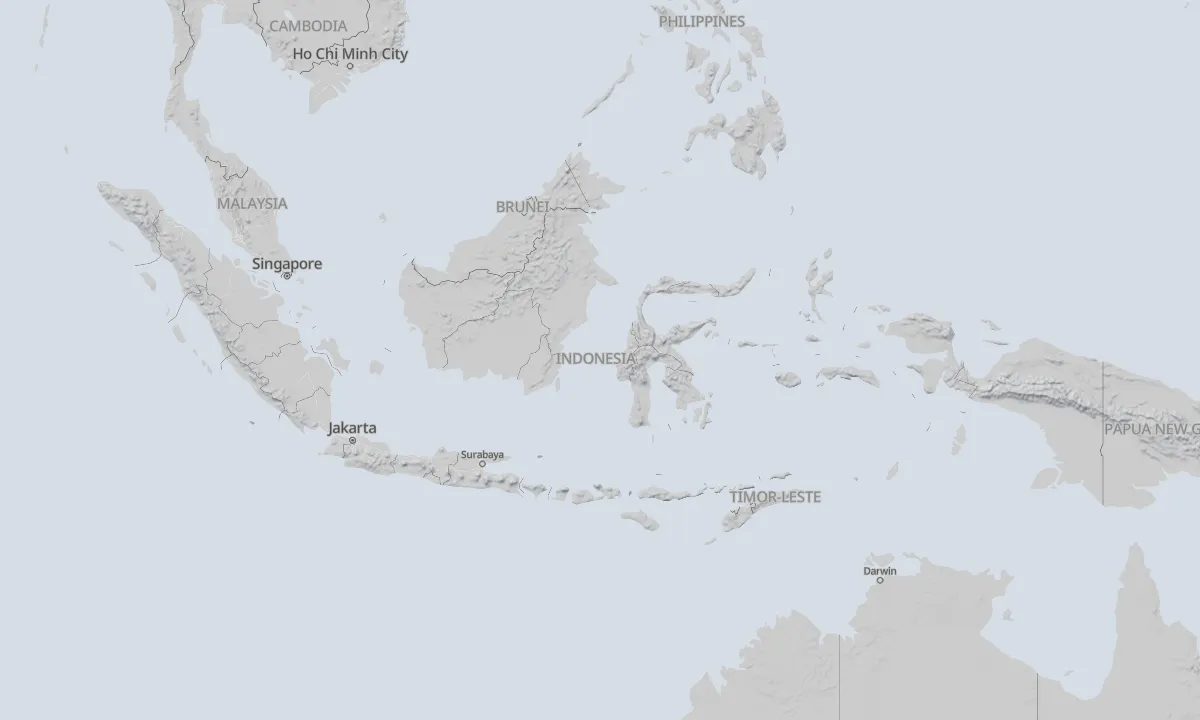 Shaded relief map of Indonesia