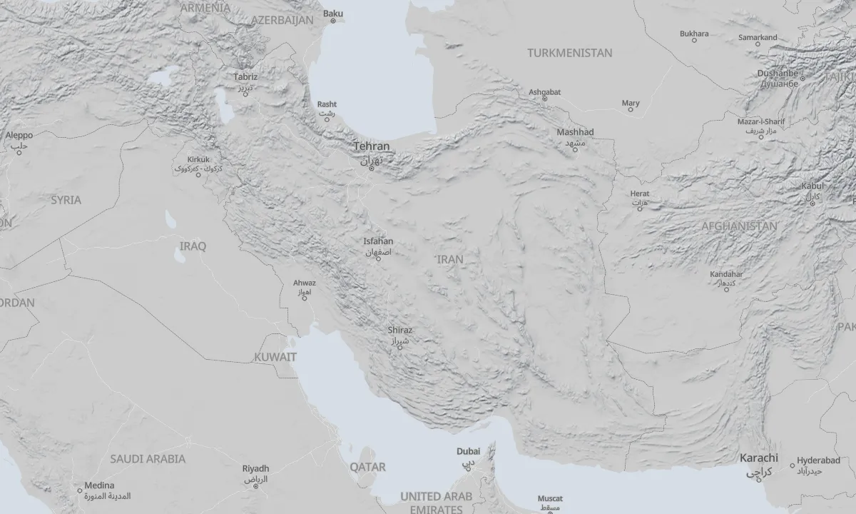 Shaded relief map of Iran