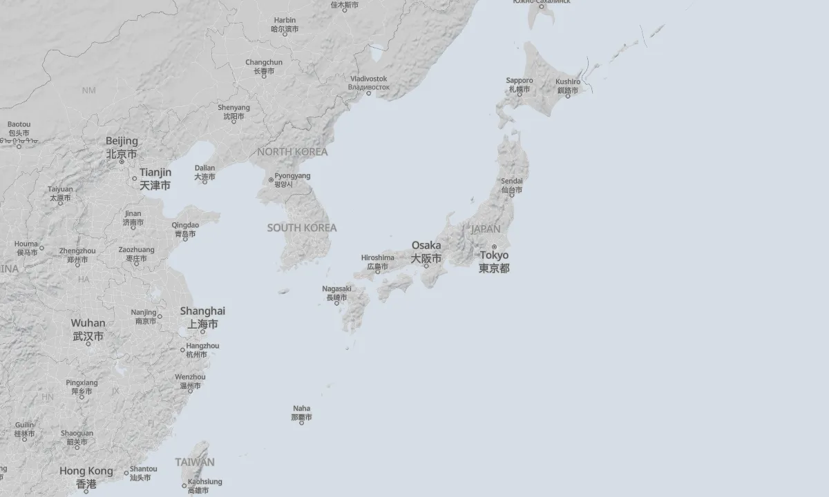 Shaded relief map of Japan