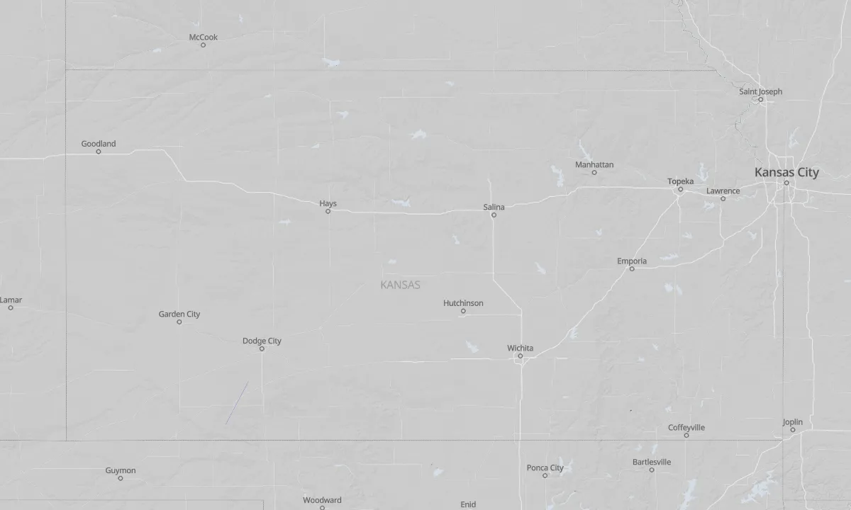 Shaded relief map of Kansas