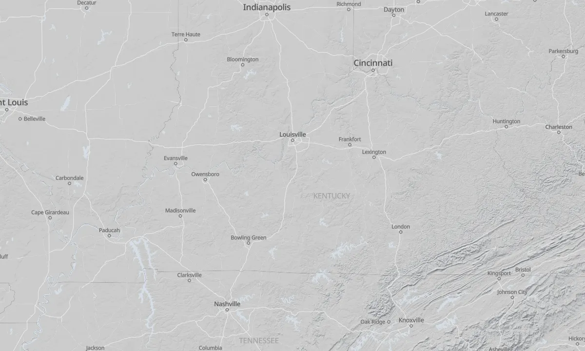 Shaded relief map of Kentucky