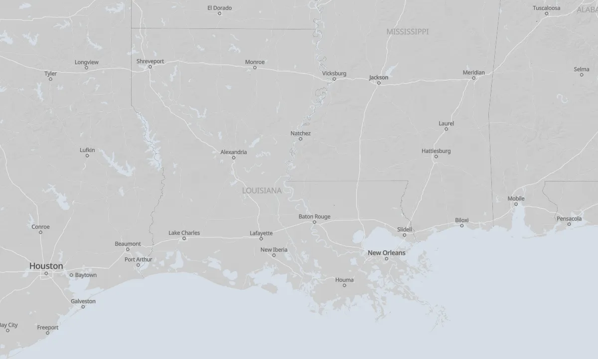 Shaded relief map of Louisiana