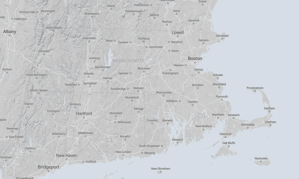Shaded relief map of Massachusetts