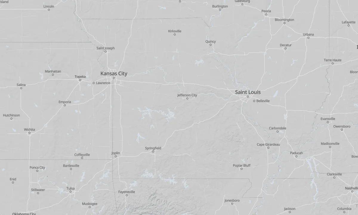 Shaded relief map of Missouri