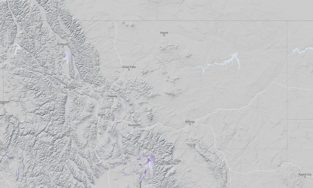 Shaded relief map of Montana