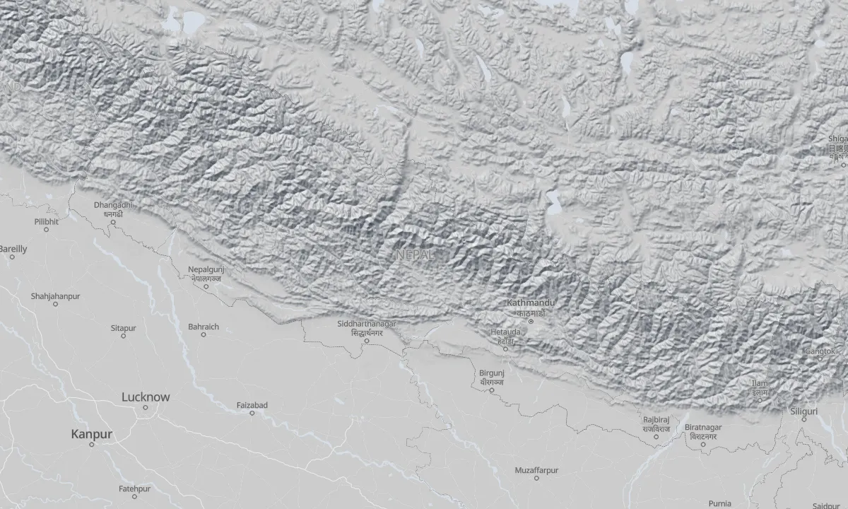Shaded relief map of Nepal