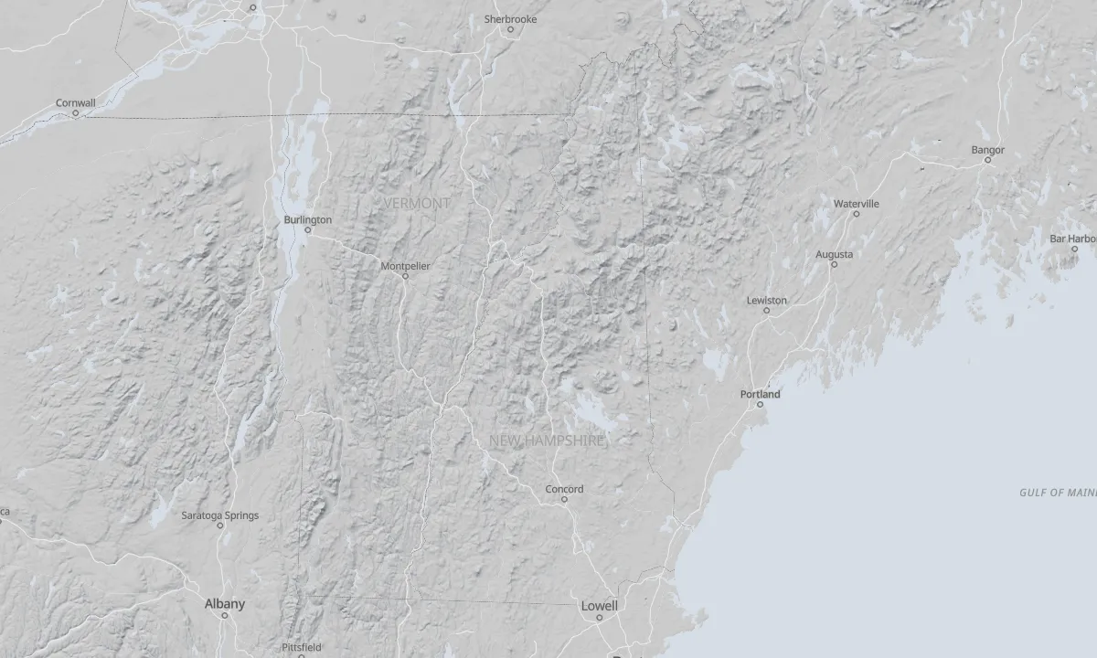 Shaded relief map of New Hampshire