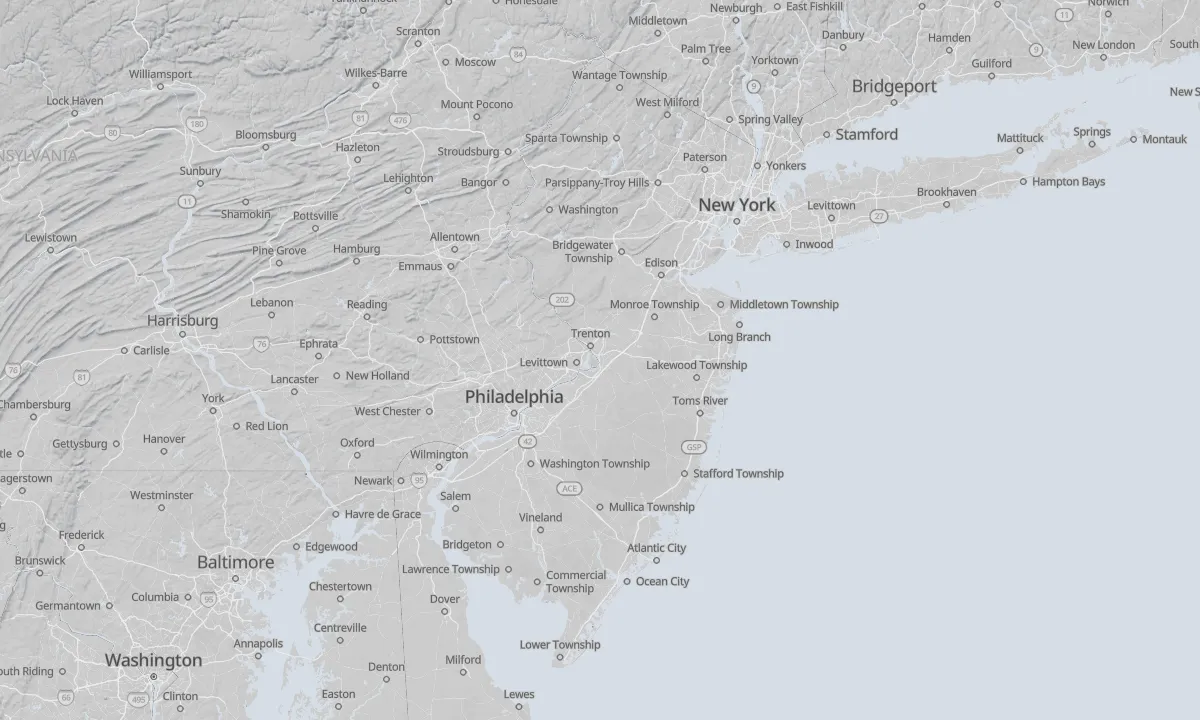 Shaded relief map of New Jersey