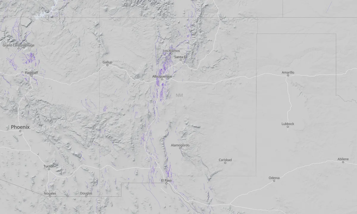 Shaded relief map of New Mexico