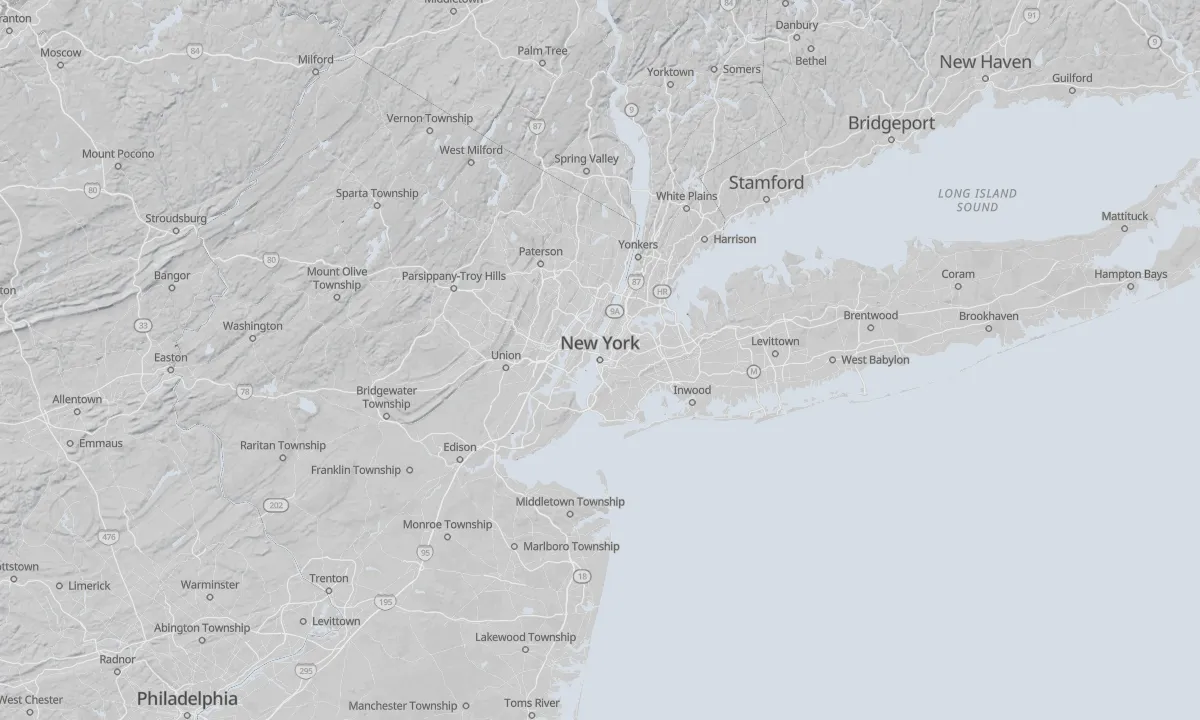 Shaded relief map of New York City