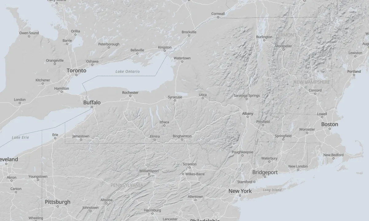 Shaded relief map of New York