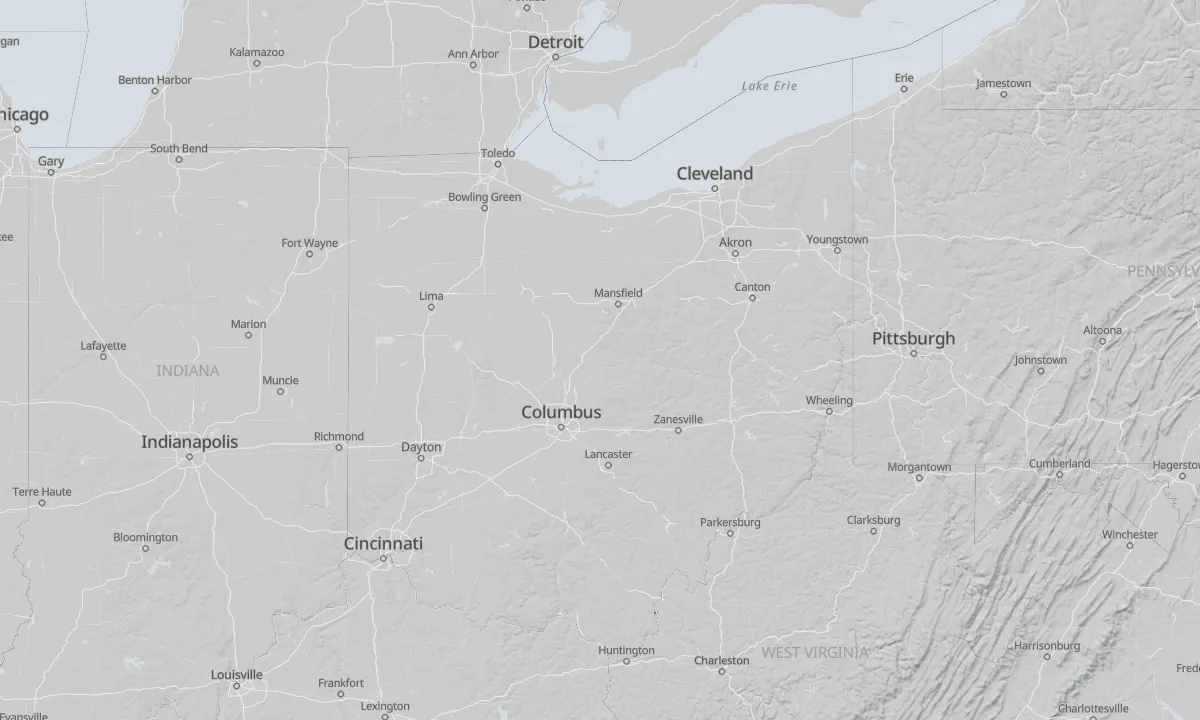 Shaded relief map of Ohio