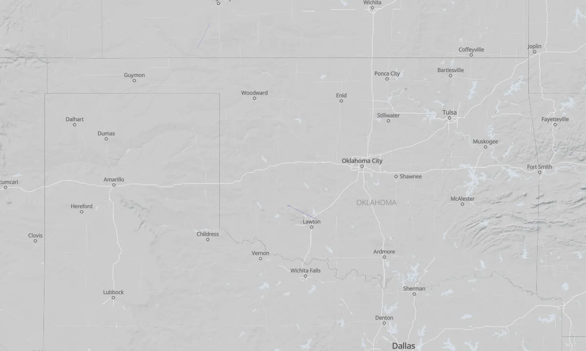 Shaded relief map of Oklahoma