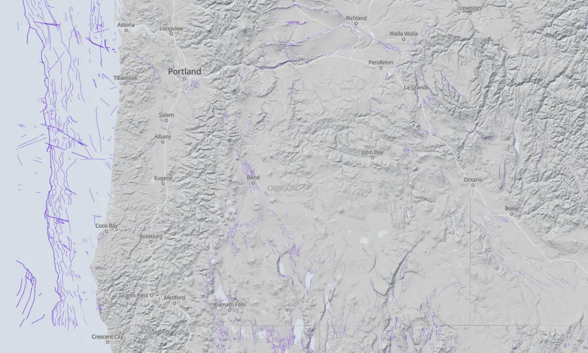 Shaded relief map of Oregon