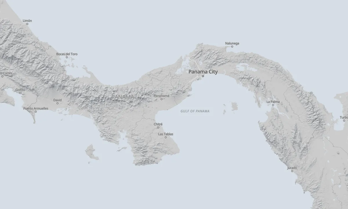 Shaded relief map of Panama