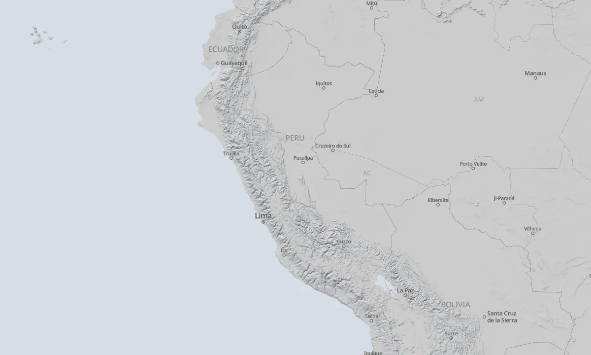 Shaded relief map of Peru