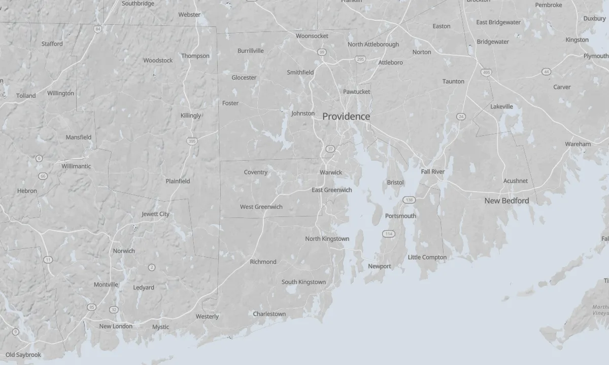 Shaded relief map of Rhode Island