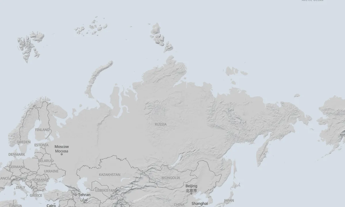 Shaded relief map of Russia