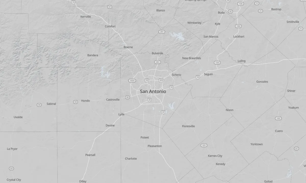 Shaded relief map of San Antonio