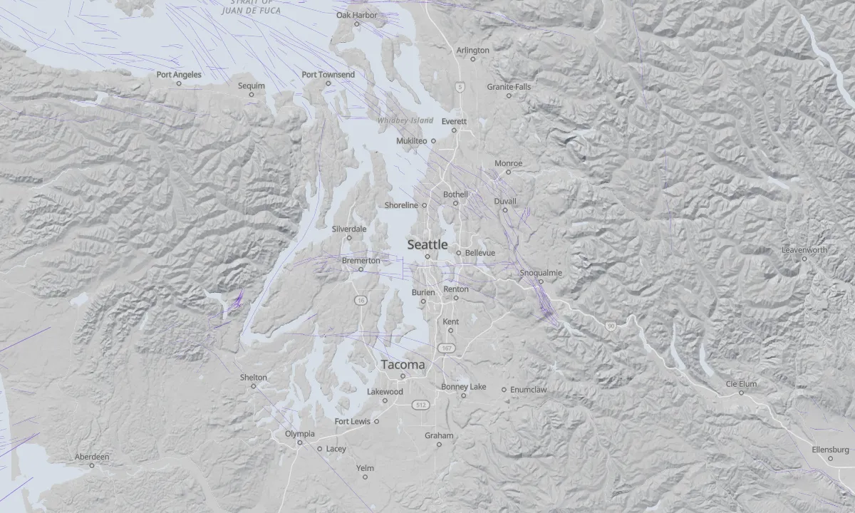 Shaded relief map of Seattle