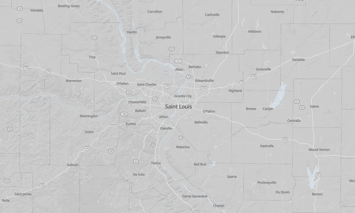 Shaded relief map of St. Louis