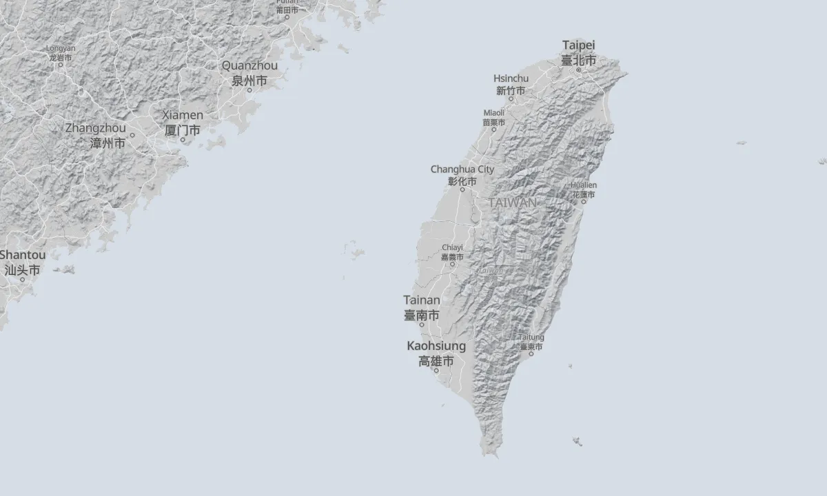 Shaded relief map of Taiwan