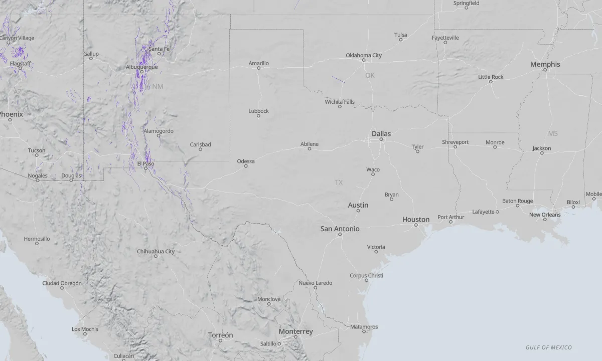 Shaded relief map of Texas