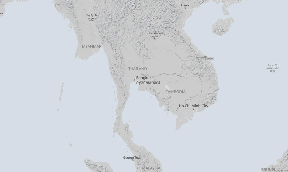 Shaded relief map of Thailand