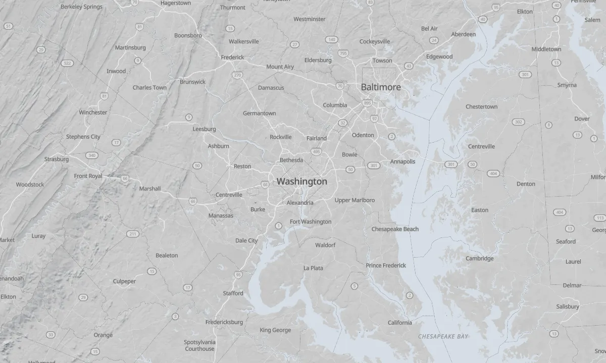 Shaded relief map of Washington, D.C.