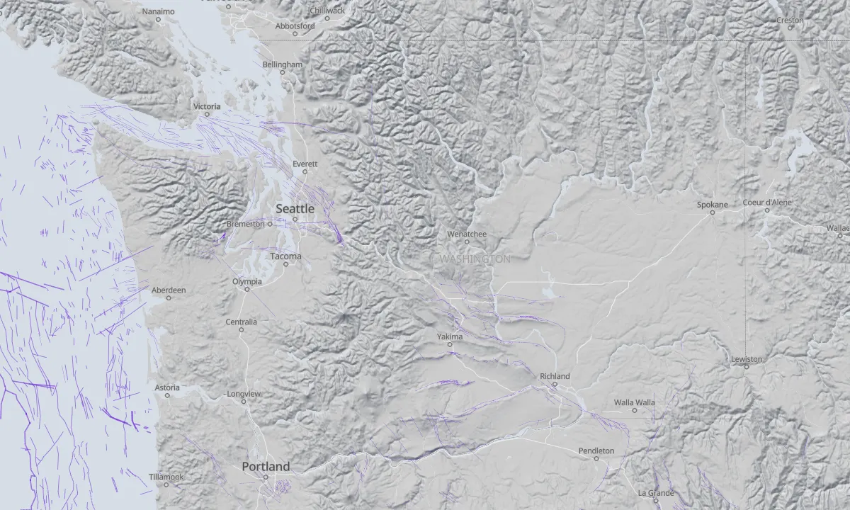 Shaded relief map of Washington